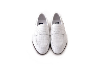Corrente 3470C Embossed Leather Penny Loafer - White