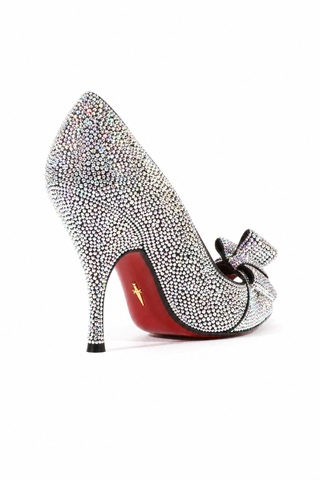 Cesare Paciotti Satin / Leather Crystalzied Peep-Toe Pumps (CPWCRY434)