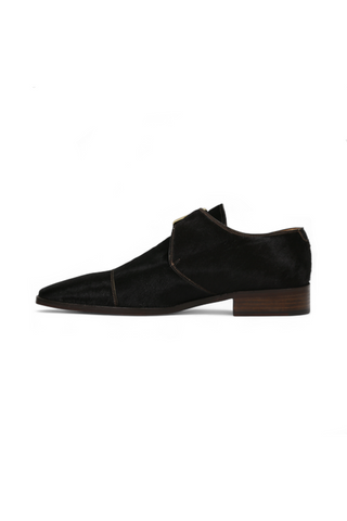 Lowe Valentini Designer Men's Designer Shoes Brown Pony Gold-Plated Monk-Straps Loafers (LDM02)