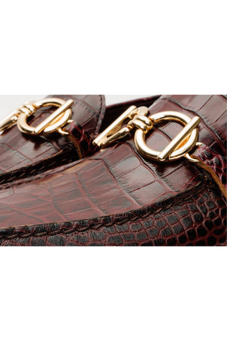 Vinci Pisa Embossed Leather Horse-Bit Loafer - Burgundy