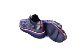 Corrente 4005 Quilted Leather Sneaker - Navy & Burgundy