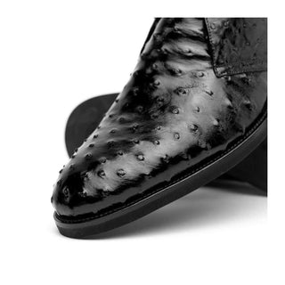 Zelli Italia Marco Men's Shoes Black Ostrich Skin Chukka Boot (ZEL1069)