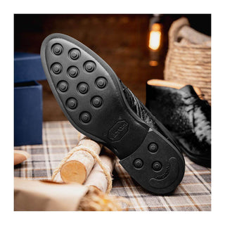 Zelli Italia Marco Men's Shoes Black Ostrich Skin Chukka Boot (ZEL1069)