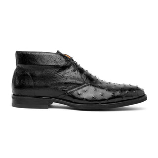 Zelli Italia Marco Men's Shoes Black Ostrich Skin Chukka Boot (ZEL1069)