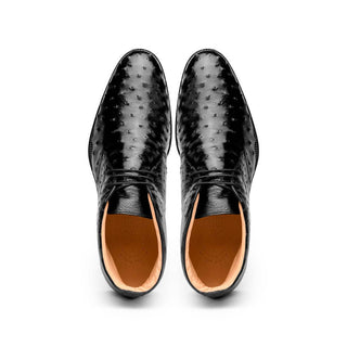 Zelli Italia Marco Men's Shoes Black Ostrich Skin Chukka Boot (ZEL1069)