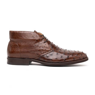 Zelli Italia Marco Men's Shoes Brown Ostrich Skin Chukka Boot (ZEL1069)
