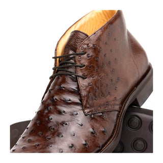 Zelli Italia Marco Men's Shoes Brown Ostrich Skin Chukka Boot (ZEL1069)