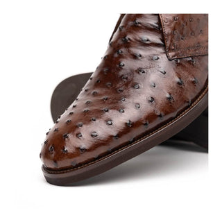 Zelli Italia Marco Men's Shoes Brown Ostrich Skin Chukka Boot (ZEL1069)