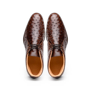 Zelli Italia Marco Men's Shoes Brown Ostrich Skin Chukka Boot (ZEL1069)