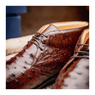 Zelli Italia Marco Men's Shoes Brown Ostrich Skin Chukka Boot (ZEL1069)