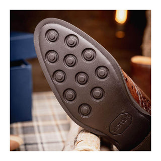 Zelli Italia Marco Men's Shoes Brown Ostrich Skin Chukka Boot (ZEL1069)