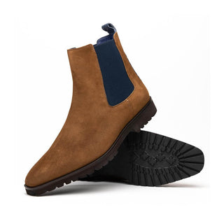 Zelli Italia Gianna Men's Shoes Cognac Suede Leather Chelsea Boot (ZEL1070)