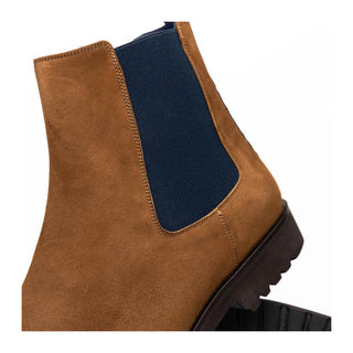 Zelli Italia Gianna Men's Shoes Cognac Suede Leather Chelsea Boot (ZEL1070)