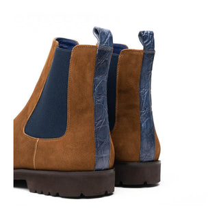 Zelli Italia Gianna Men's Shoes Cognac Suede Leather Chelsea Boot (ZEL1070)