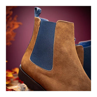 Zelli Italia Gianna Men's Shoes Cognac Suede Leather Chelsea Boot (ZEL1070)