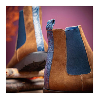 Zelli Italia Gianna Men's Shoes Cognac Suede Leather Chelsea Boot (ZEL1070)