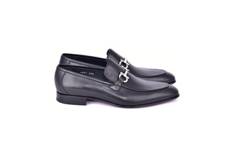 Corrente 4851 Leather Horse-Bit Loafer - Black