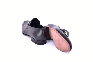 Corrente 4851 Leather Horse-Bit Loafer - Black