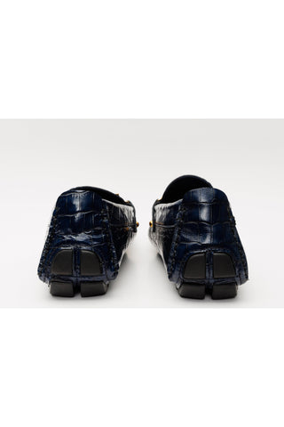 Vinci Pisa Embossed Leather Horse-Bit Loafer - Navy