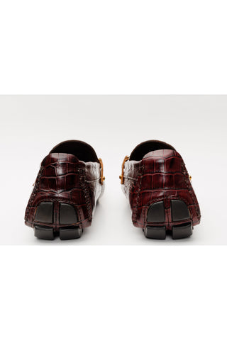 Vinci Pisa Embossed Leather Horse-Bit Loafer - Burgundy
