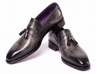 Paul Parkman Gray and Black Goodyear welted tassel loafers - view 2