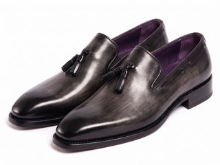 Paul Parkman Gray and Black Goodyear welted tassel loafers - view 6
