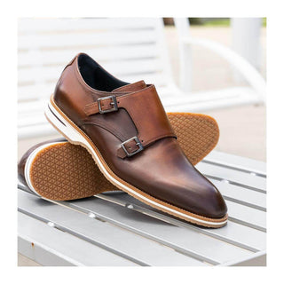 Zelli Italia Legerra Men's Shoes Brown Calf-Skin Leather Monk-Strap (ZEL1075)