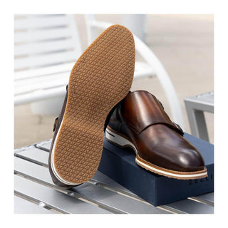 Zelli Italia Legerra Men's Shoes Brown Calf-Skin Leather Monk-Strap (ZEL1075)