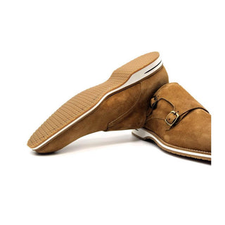 Zelli Italia Legerra Men's Shoes Cognac Goat-Skin Suede Monk-Strap (ZEL1073)