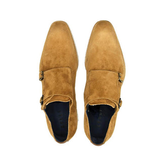 Zelli Italia Legerra Men's Shoes Cognac Goat-Skin Suede Monk-Strap (ZEL1073)