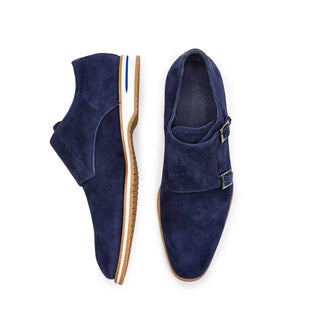 Zelli Italia Legerra Men's Shoes Navy Goat-Skin Suede Monk-Strap (ZEL1073)