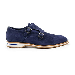 Zelli Italia Legerra Men's Shoes Navy Goat-Skin Suede Monk-Strap (ZEL1073)