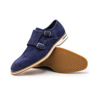 Zelli Italia Legerra Men's Shoes Navy Goat-Skin Suede Monk-Strap (ZEL1073)