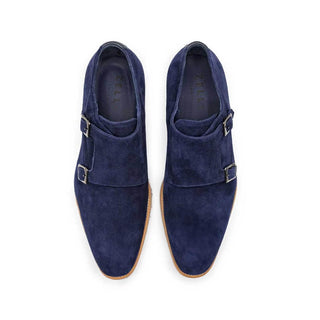 Zelli Italia Legerra Men's Shoes Navy Goat-Skin Suede Monk-Strap (ZEL1073)