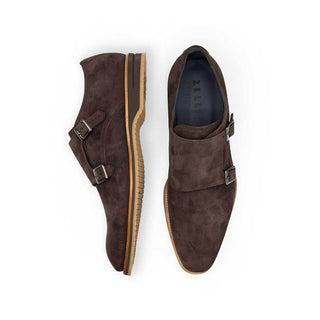 Zelli Italia Legerra Men's Shoes Brown Goat-Skin Suede Monk-Strap (ZEL1073)