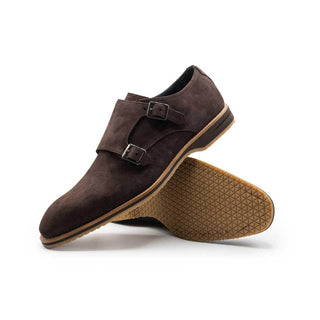 Zelli Italia Legerra Men's Shoes Brown Goat-Skin Suede Monk-Strap (ZEL1073)