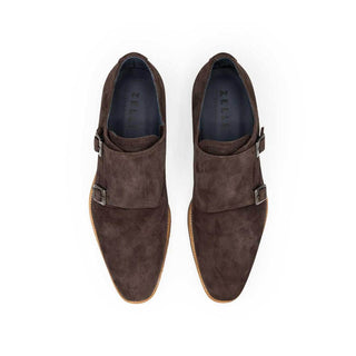 Zelli Italia Legerra Men's Shoes Brown Goat-Skin Suede Monk-Strap (ZEL1073)