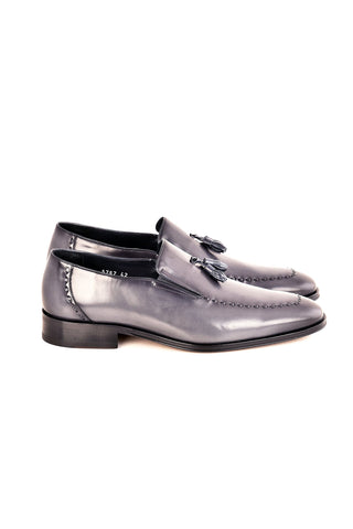 Corrente 5767  Leather Tassel Loafer - Gray