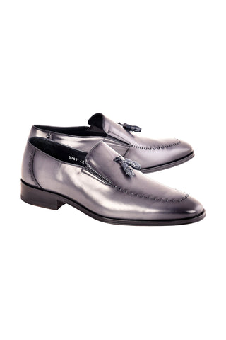 Corrente 5767  Leather Tassel Loafer - Gray