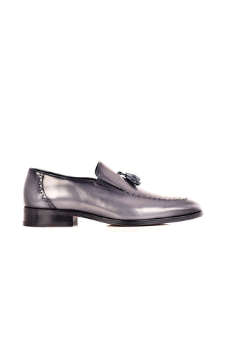 Corrente 5767  Leather Tassel Loafer - Gray