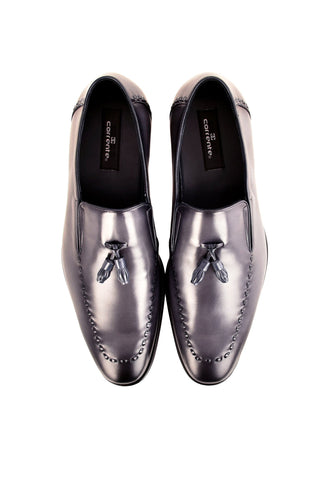 Corrente 5767  Leather Tassel Loafer - Gray