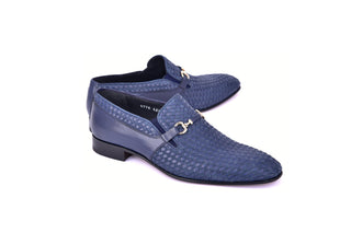 Corrente 5776 Suede & Leather Horse-Bit Loafer - Navy