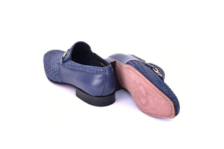 Corrente 5776 Suede & Leather Horse-Bit Loafer - Navy