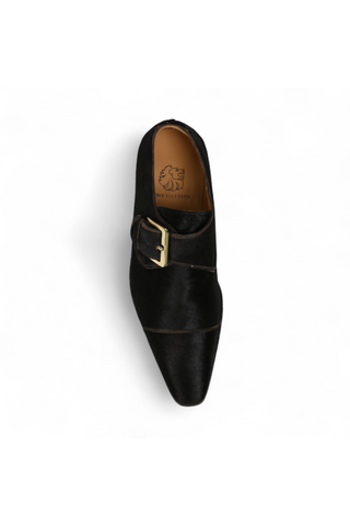 Lowe Valentini Designer Men's Designer Shoes Brown Pony Gold-Plated Monk-Straps Loafers (LDM02)