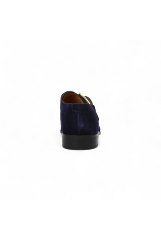Lowe Valentini Designer Men's Designer Shoes Navy Suede Gold-Plated Monk-Straps Loafers (LDM04)