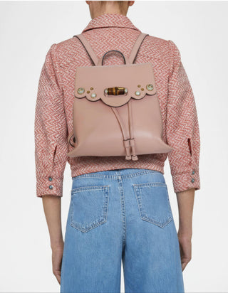 Gucci 476449 Pearly Peony Pink Leather Backpack – Women’s Designer Marmont Backpack
