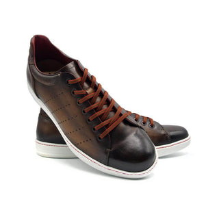 Zelli Italia Russo Men's Shoes Brown Burnished Calf-Skin Leather Sneaker (ZEL1050)