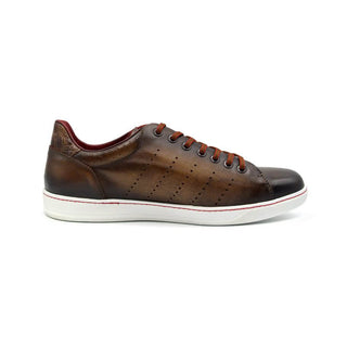 Zelli Italia Russo Men's Shoes Brown Burnished Calf-Skin Leather Sneaker (ZEL1050)