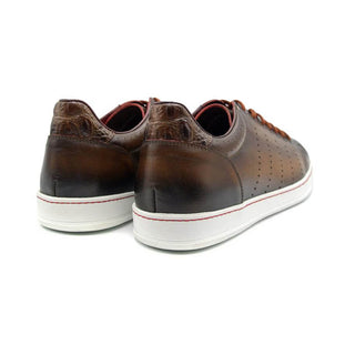 Zelli Italia Russo Men's Shoes Brown Burnished Calf-Skin Leather Sneaker (ZEL1050)
