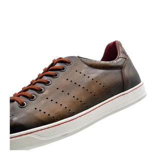 Zelli Italia Russo Men's Shoes Brown Burnished Calf-Skin Leather Sneaker (ZEL1050)
